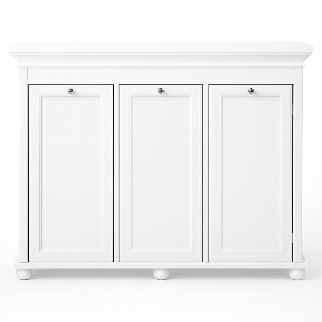 Home Decorators Collection Hampton Harbor 37 in. Triple Tilt-Out Hamper in White