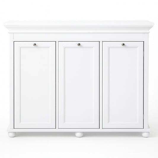 Home Decorators Collection Hampton Harbor 37 in. Triple Tilt-Out Hamper in White