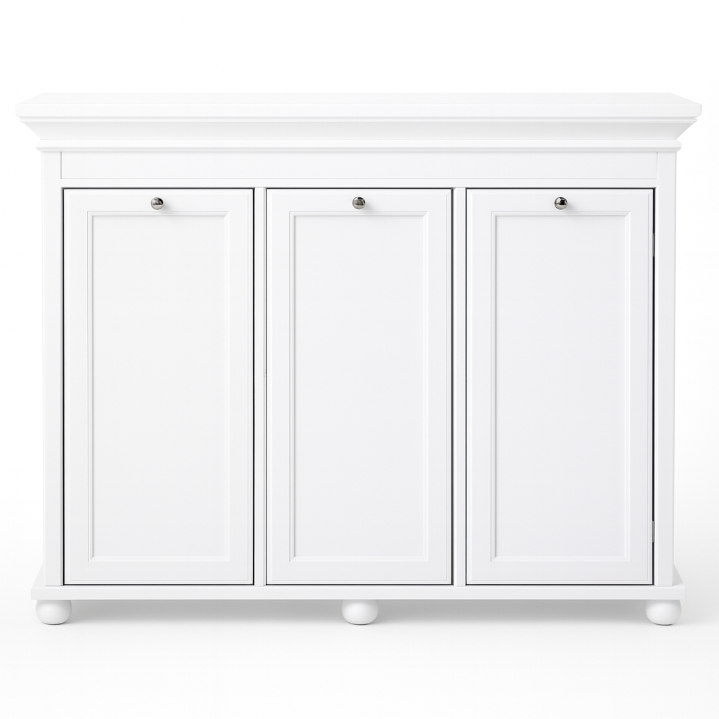 Home Decorators Collection Hampton Harbor 37 in Triple Tilt Out Hamper in White