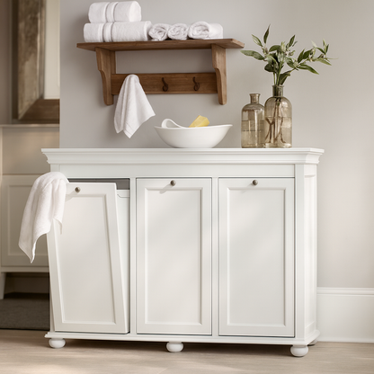 Home Decorators Collection Hampton Harbor 37 in Triple Tilt Out Hamper in White