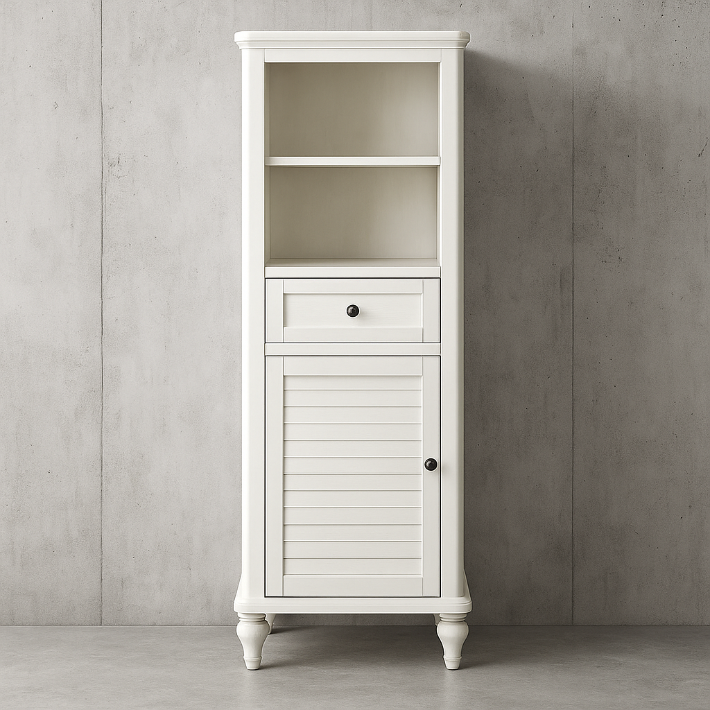 Home Decorators Collection Hamilton 18 in. W x 14 in. D x 52.5 in. H White Freestanding Linen Cabinet