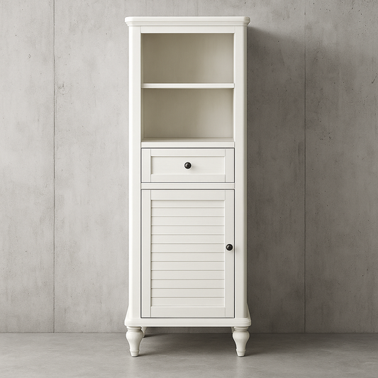 Home Decorators Collection Hamilton 18 in. W x 14 in. D x 52.5 in. H White Freestanding Linen Cabinet
