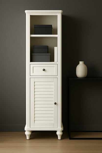 Home Decorators Collection Hamilton 18 in. W x 14 in. D x 52.5 in. H White Freestanding Linen Cabinet