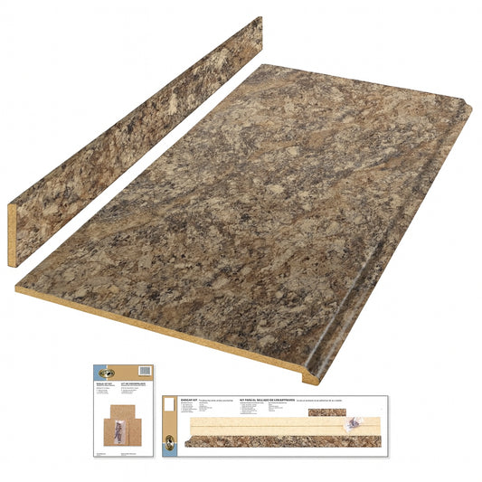 Hampton Bay 6 ft. Straight Laminate Countertop All-Inclusive Kit in Winter Carnival with Full Wrap Ogee Edge and Loose Backsplash