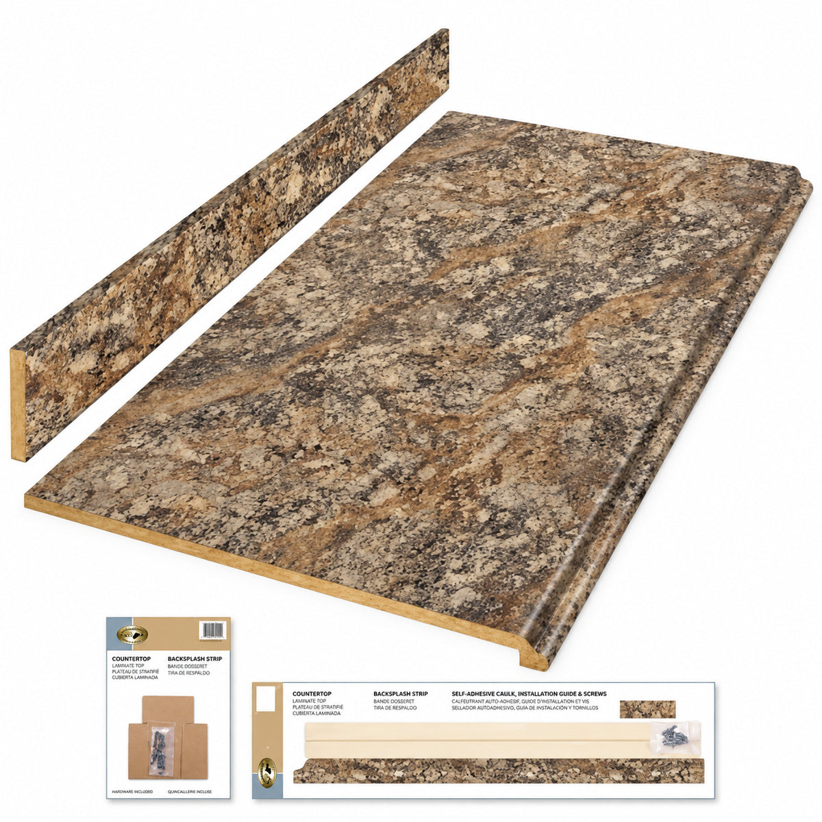 Hampton Bay 4 ft Straight Laminate Countertop All Inclusive Kit in Winter Carnival with Full Wrap Ogee Edge and Loose Backsplash