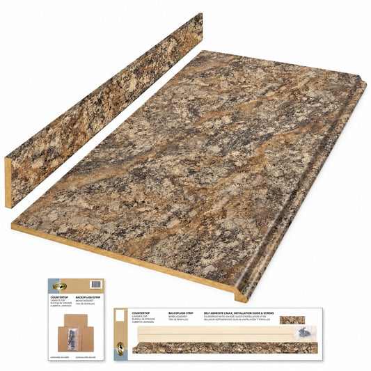 Hampton Bay 4 ft Straight Laminate Countertop All Inclusive Kit in Winter Carnival with Full Wrap Ogee Edge and Loose Backsplash