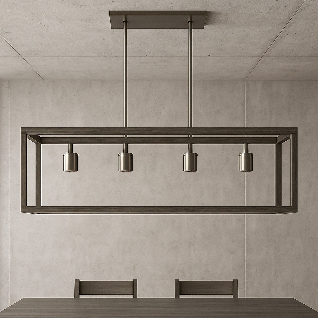 Hampton Bay Boswell Quarter 34 in 5 Light Brushed Nickel Farmhouse Linear Chandelier with Weathered Wood Accents 7965HBBNDI/314967700 785247248261 Hampton Bay