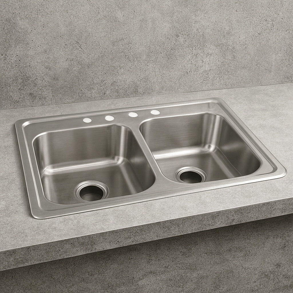 Elkay Celebrity 43 in Drop in Double Bowl 20 Gauge Stainless Steel Kitchen Sink Only