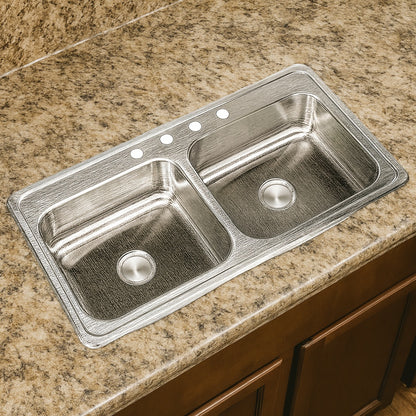 Elkay Celebrity 43 in Drop in Double Bowl 20 Gauge Stainless Steel Kitchen Sink Only