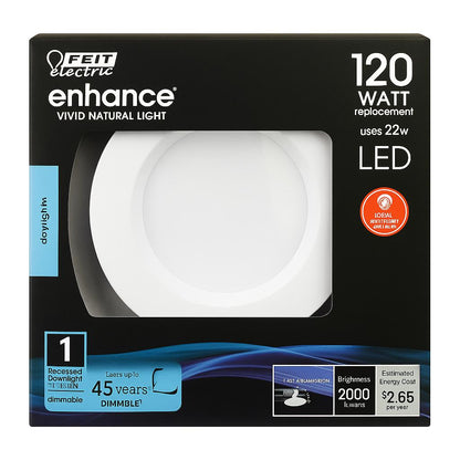 Feit Electric Enhance Daylight 5-6 in. W Aluminum LED Dimmable Recessed Downlight 120 Watt Equivalency