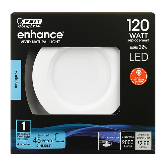 Feit Electric Enhance Daylight 5-6 in. W Aluminum LED Dimmable Recessed Downlight 120 Watt Equivalency