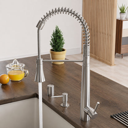 ALFI BRAND Single Handle Pull Down Sprayer Kitchen Faucet in Brushed Stainless Steel