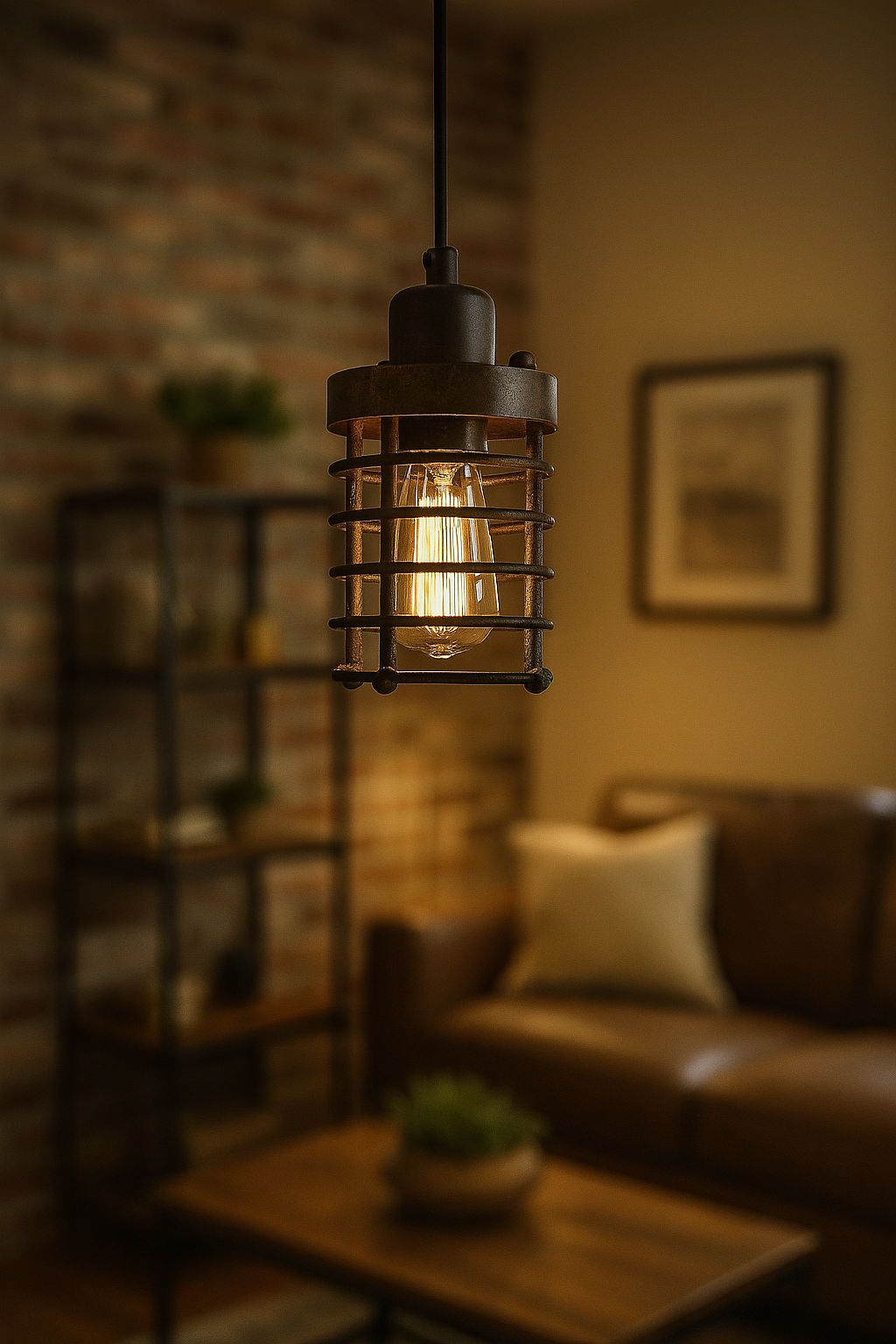 LNC Industrial 1 Light Metal Drum Pendant with Rust Bronze Open Cage Vintage Mini Pendant Light for Foyer Hallway Kitchen A02534/304596781 811159030172 LNC