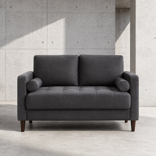 Lifestyle Solutions Lillith 52 4 in Heather Grey Tufted Polyester 2 Seater Loveseat with Square Arms