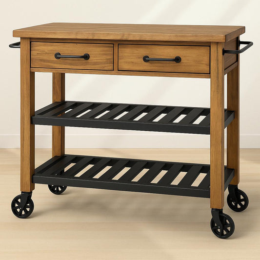 Roots Rack Industrial Natural Kitchen Cart with Towel Rack 710244200943 CROSLEY FURNITURE