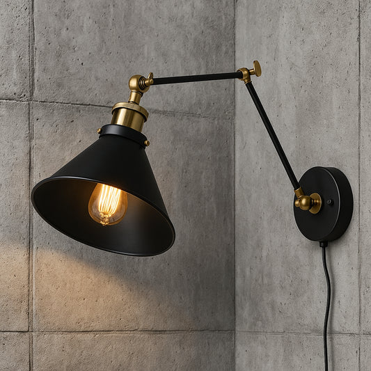 LNC Black Swing Arm Wall Lamp Modern Brass Linear Hardwired Plug In Table Industrial Wall Sconce with Adjustable Arms A02246/304873774 811159030370 LNC