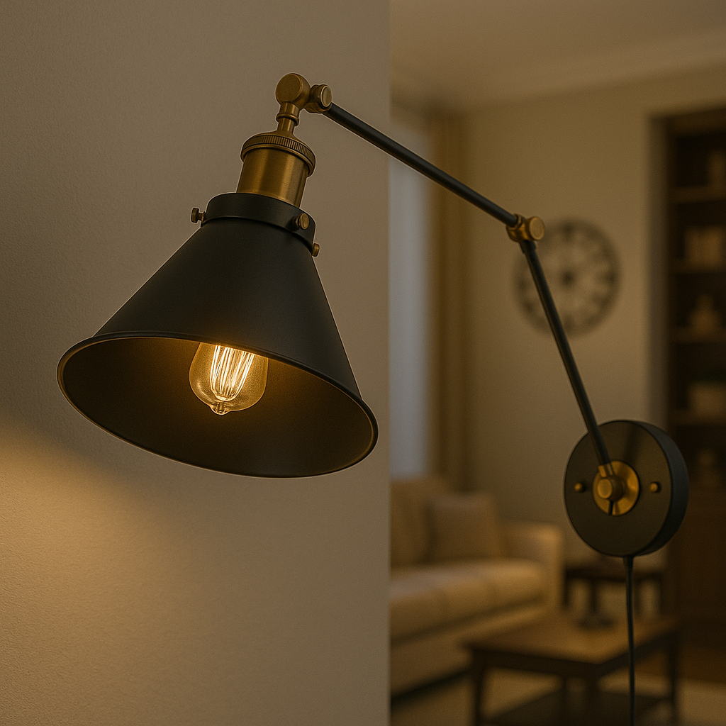 LNC Black Swing Arm Wall Lamp Modern Brass Linear Hardwired Plug In Table Industrial Wall Sconce with Adjustable Arms A02246/304873774 811159030370 LNC