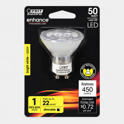 Feit Electric 50 Watt Equivalent MR16 GU10 Dimmable Track Lighting 90 CRI Frosted Flood LED Light Bulb Bright White 24 Pack BPMR16FGU500930CA 24