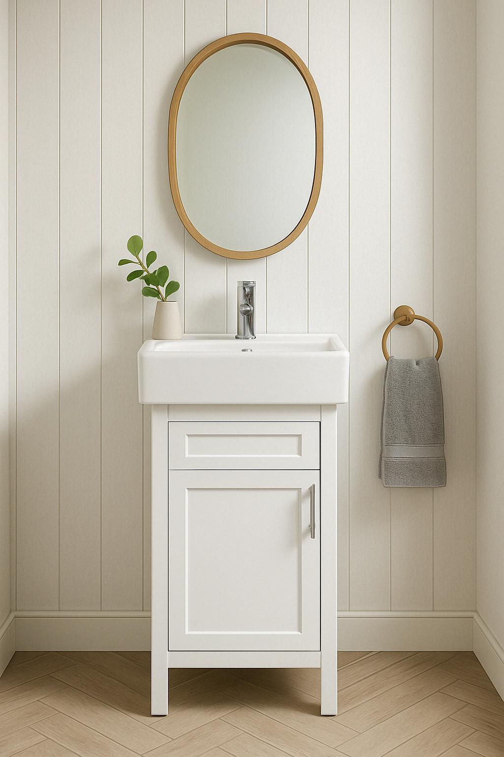 Arvesen 18 in. W x 12 in. D x 34 in. H Single Sink Bath Vanity in White with White Ceramic Top 828796020909 Home Decorators Collection