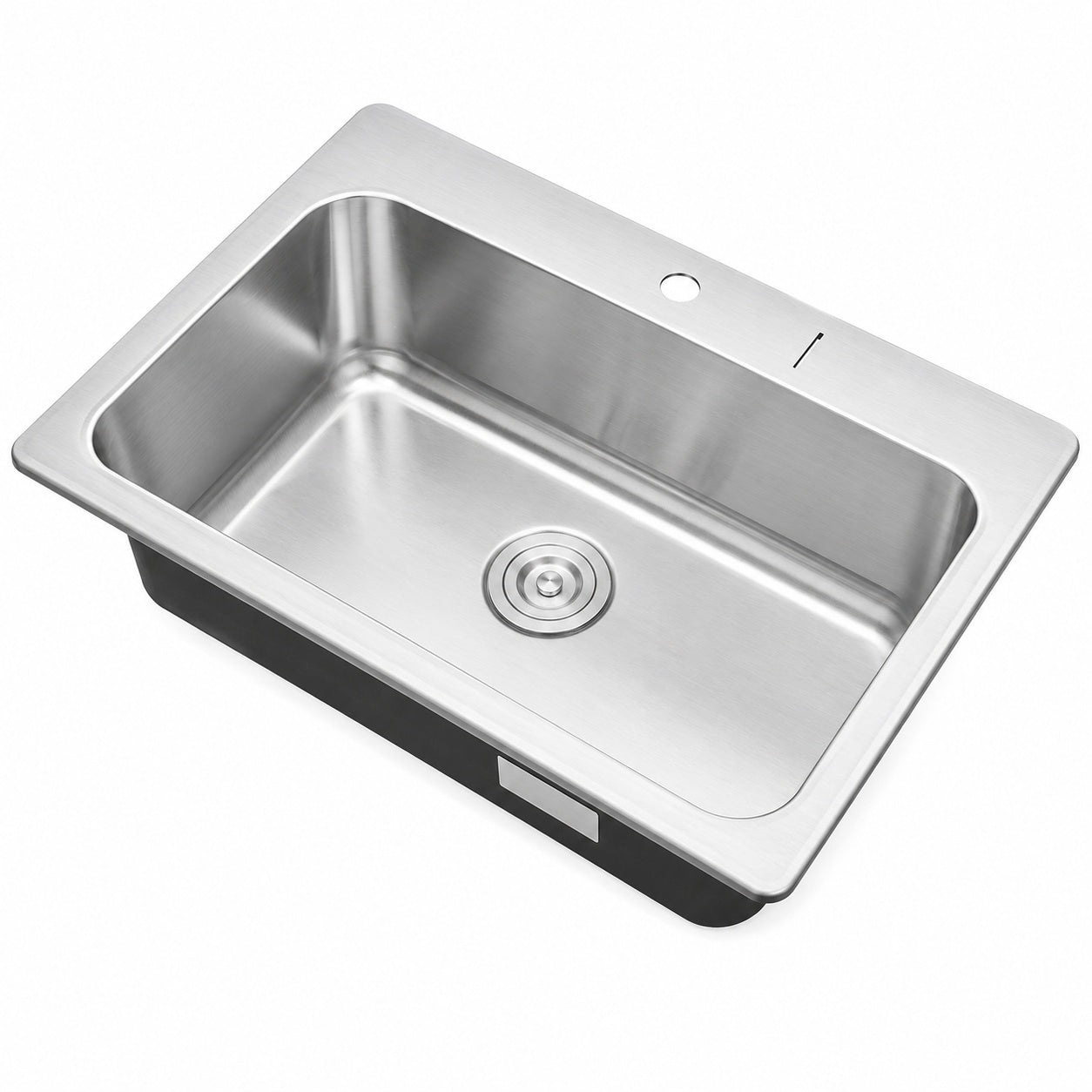 eModernDecor Top Mount Drop In Stainless Steel 18 Gauge 33 in x 22 in x 9 in Deep 1 Faucet Hole Single Bowl Kitchen Sink