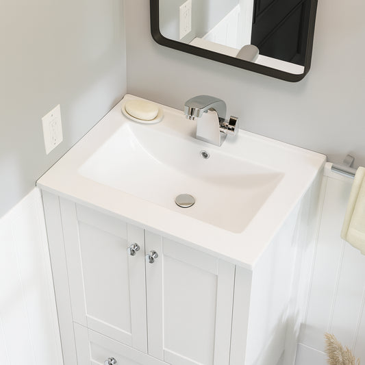 Swiss Madison 24 in. Ceramic Single Faucet Hole Vanity Top in White with White Basin