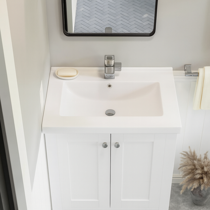 Swiss Madison 24 In Ceramic Single Faucet Hole Vanity Top In White With White Basin