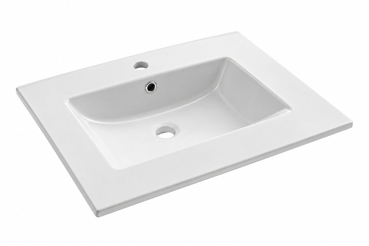 Swiss Madison 24 in Ceramic Single Faucet Hole Vanity Top in White with White Basin SM VT324