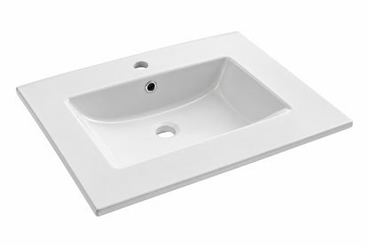 Swiss Madison 24 in Ceramic Single Faucet Hole Vanity Top in White with White Basin SM VT324