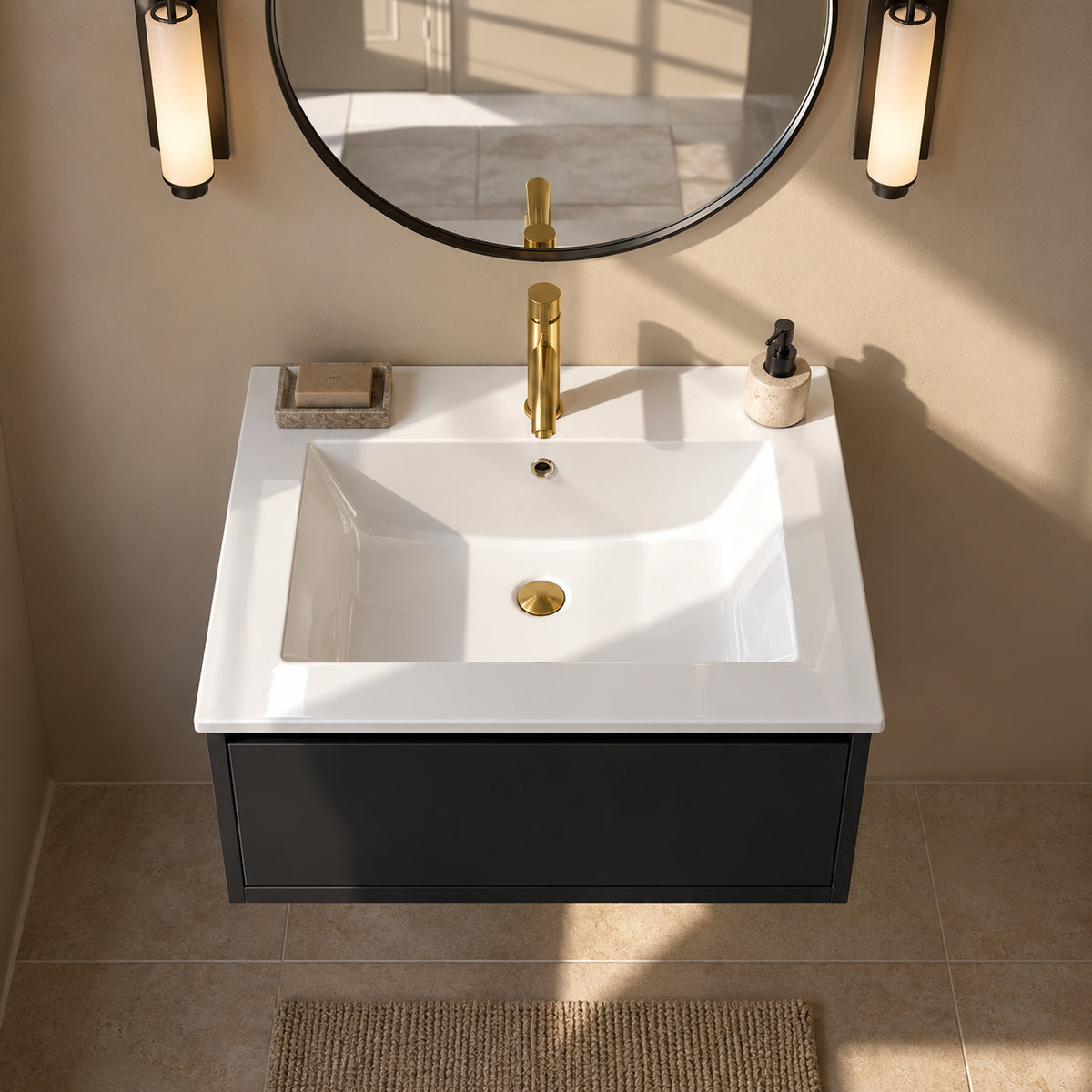 Swiss Madison 24 in Ceramic Single Faucet Hole Vanity Top in White with White Basin SM VT324