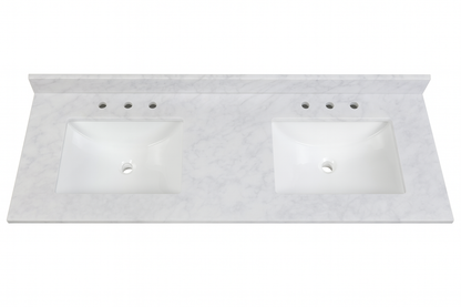 Home Decorators Collection 61 in. W x 22 in. D Engineered Stone Composite White Rectangular Double Sink Vanity Top in Pulsar