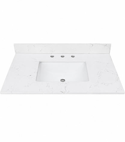 Home Decorators Collection 37 in W x 22 in D Engineered Stone Composite White Rectangular Single Sink Vanity Top in Pulsar