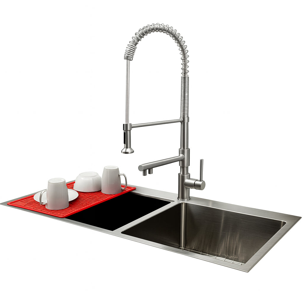 Kingsman Hardware Undermount 18-Gauge Stainless Steel 30 in. x 18-1/8 in. x 10 in. Deep Single Bowl Kitchen Sink Brushed Finish Combo