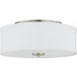 Progress Lighting Inspire Collection 13 in Transitional Brushed Nickel LED Bedroom Drum Shade Ceiling Light with White Linen Shade