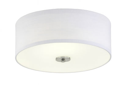 Progress Lighting Inspire Collection 13 in Transitional Brushed Nickel LED Bedroom Drum Shade Ceiling Light with White Linen Shade