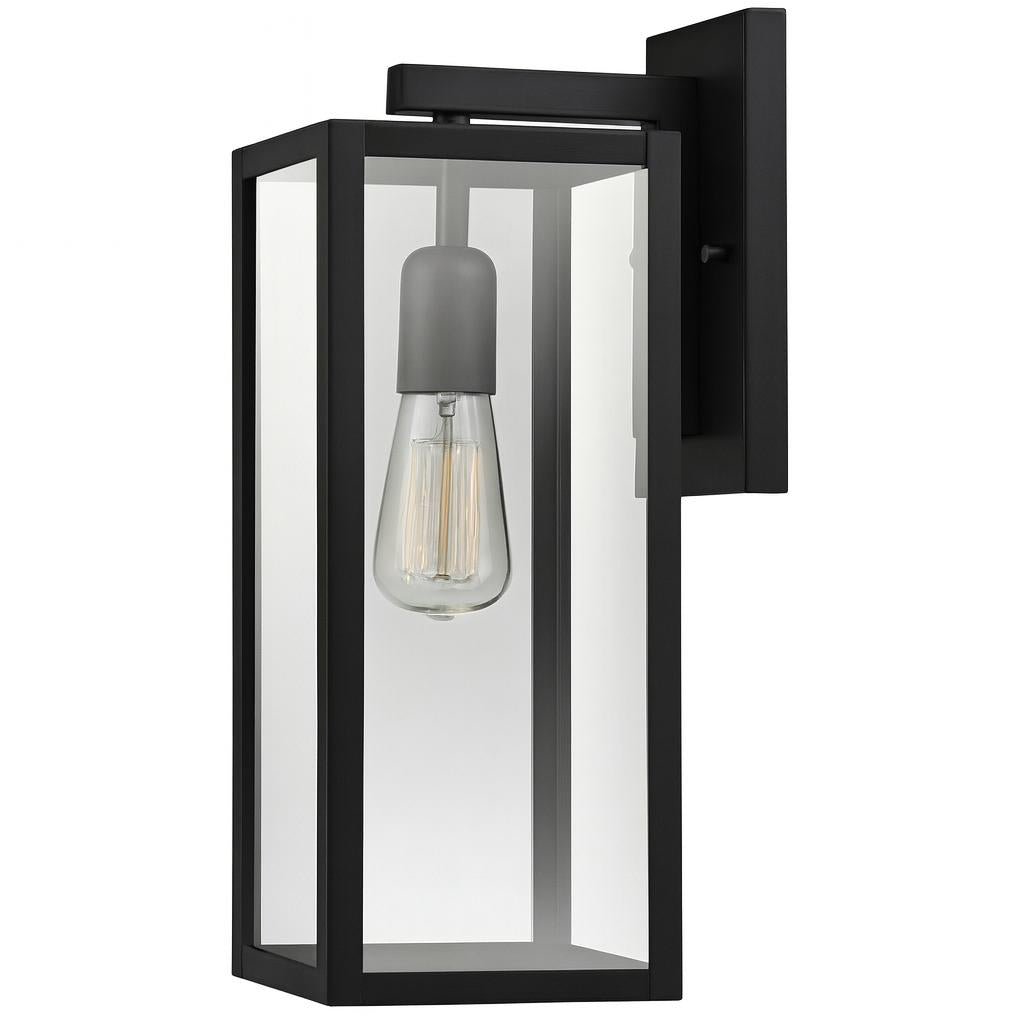 Hampton Bay Hurley 16 in 1 Light Modern Black Hardwired Outdoor Wall Light Lantern Sconce with Clear Glass Shade