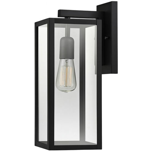 Hampton Bay Hurley 16 in 1 Light Modern Black Hardwired Outdoor Wall Light Lantern Sconce with Clear Glass Shade