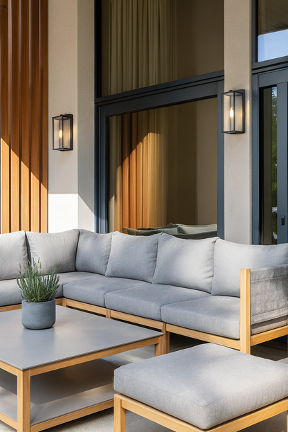 Hampton Bay Hurley 16 in. 1-Light Modern Black Hardwired Outdoor Wall Light Lantern Sconce with Clear Glass Shade