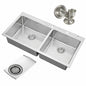 eModernDecor Drop in Top Mount 16 Gauge Stainless Steel 42 7 8 in x 21 1 2 in x 10 in 60 40 Offset Double Bowl Kitchen Sink