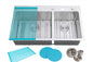 Emoderndecor Drop In Top Mount 16 Gauge Stainless Steel 42 7 8 In X 21 1 2 In X 10 In 60 40 Offset Double Bowl Kitchen Sink