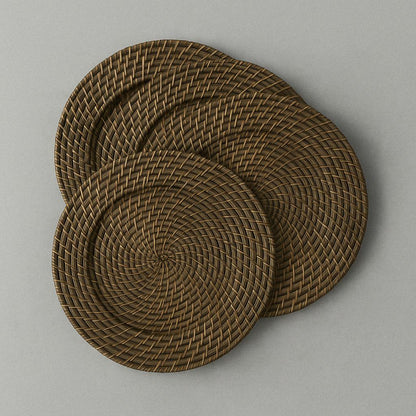 13 in. D Round Rattan Charger (Set of 4) 88235006622 ChargeIt by Jay