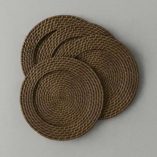 13 in. D Round Rattan Charger (Set of 4) 88235006622 ChargeIt by Jay
