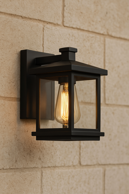 LNC Square 1 Light Black Outdoor Wall Lantern Sconce with Clear Glass Shade Modern Exterior Wall Light for Patio Garden A03156/305887963 811159030882 LNC