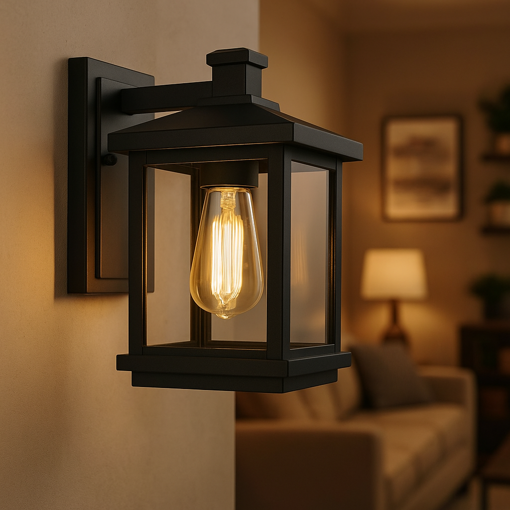 LNC Square 1 Light Black Outdoor Wall Lantern Sconce with Clear Glass Shade Modern Exterior Wall Light for Patio Garden A03156/305887963 811159030882 LNC