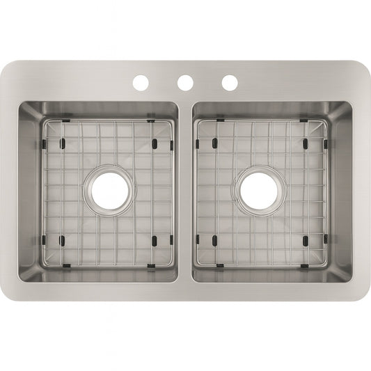 Elkay Avenue 33 In Drop In Undermount Double Bowl 18 Gauge Stainless Steel Kitchen Sink W Accessories
