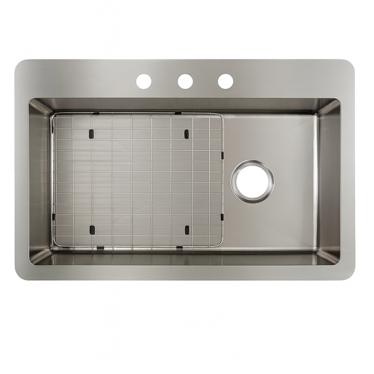 Elkay Avenue 33 in. Drop-In/Undermount Single Bowl 18-Gauge Stainless Steel Kitchen Sink w/ Accessories