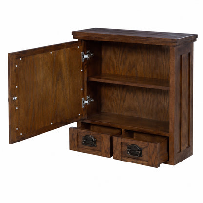 Home Decorators Collection Artisan 23 5 in W x 22 75 in H Rectangular Wood Framed Wall Bathroom Vanity Mirror in Dark Oak