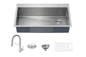 KRAUS Loften 33 in Drop In Undermount Single Bowl 18 Gauge Stainless Steel Kitchen Sink with Pull Down Faucet