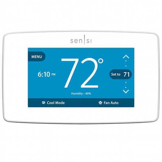 Emerson Sensi Touch 7-day Programmable Wi-Fi Smart Thermostat with Touchscreen Color Display, C-wire Required - White