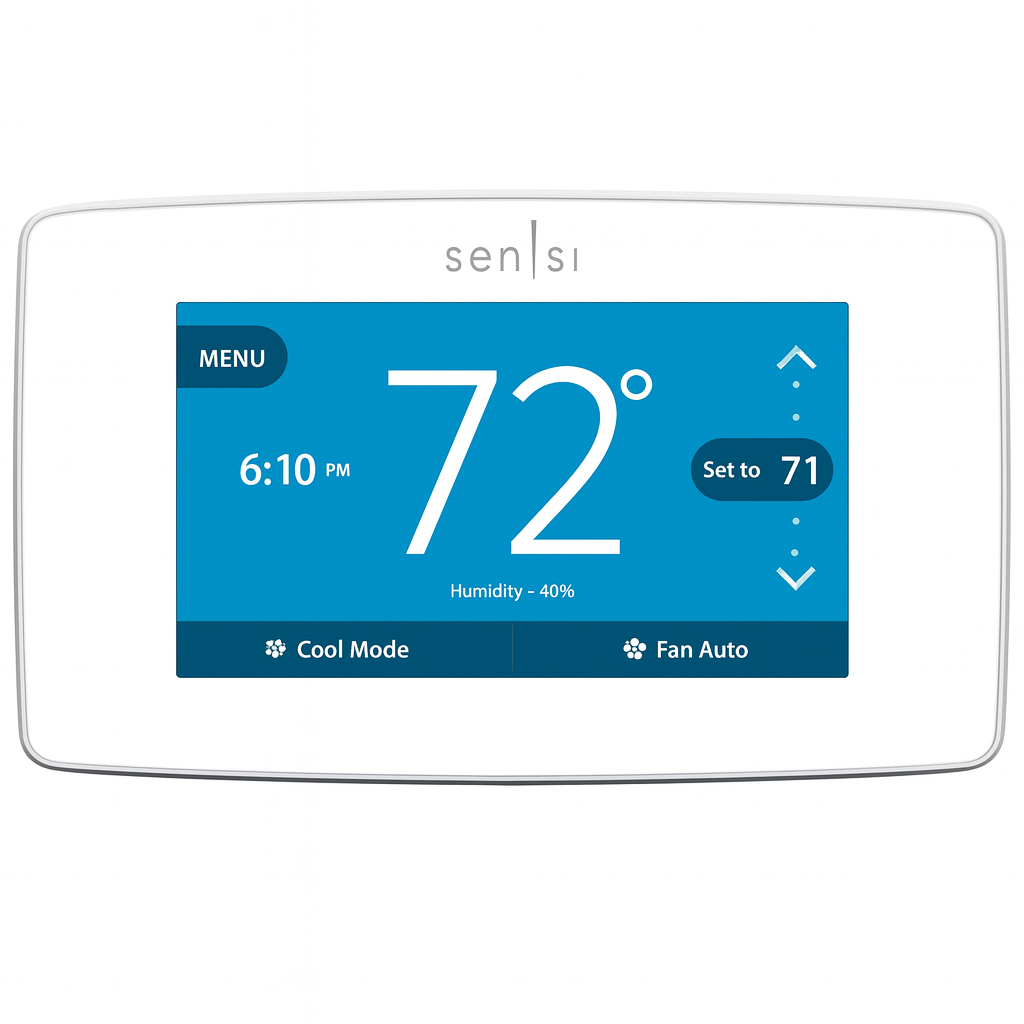 Copeland Sensi Touch Smart Thermostat Touchscreen Color Display Wi Fi 7 day Programmable Data Privacy White