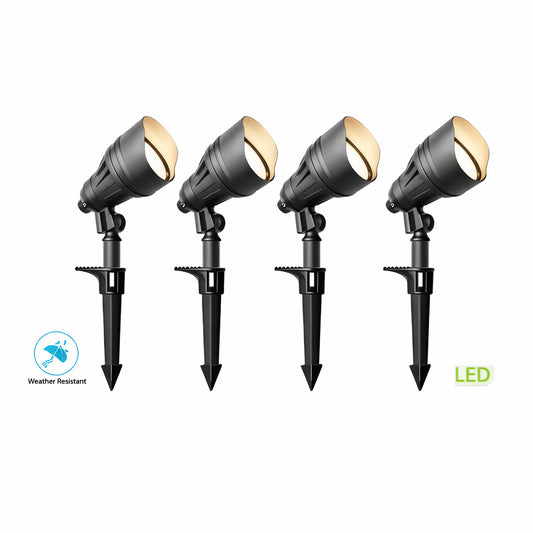 Hampton Bay 390 Lumen Low Voltage Millennium Black Adjustable Color Integrated LED Outdoor Landscape Flood Light 4 Pack